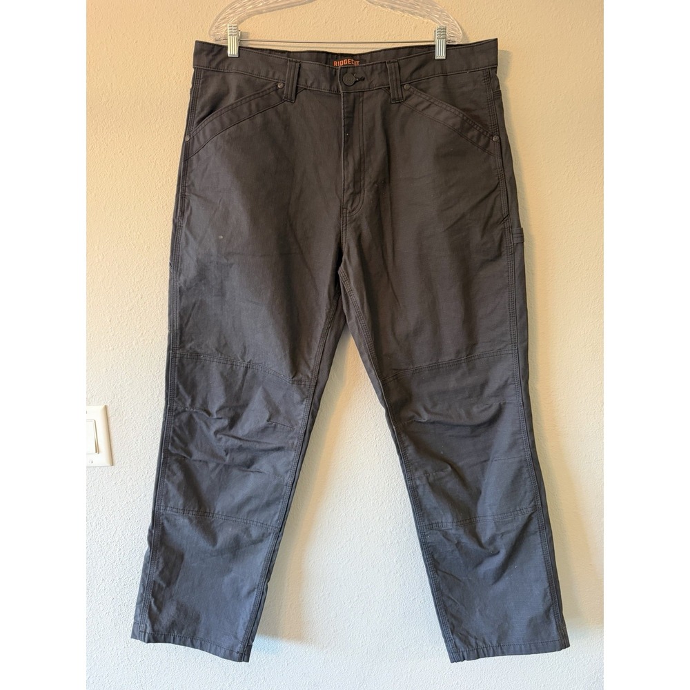 Ridgecut Pants Mens 40X32 Gray Rip‎ Stop Straight Double Knee Tough Workwear